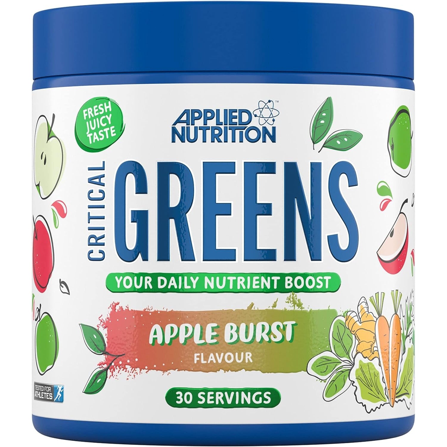 Applied Nutrition Critical Greens Powder with 17 Vital Superfood Nutrients Natural Super Greens Vegan 250g 50 Servings Apple Burst Flavour