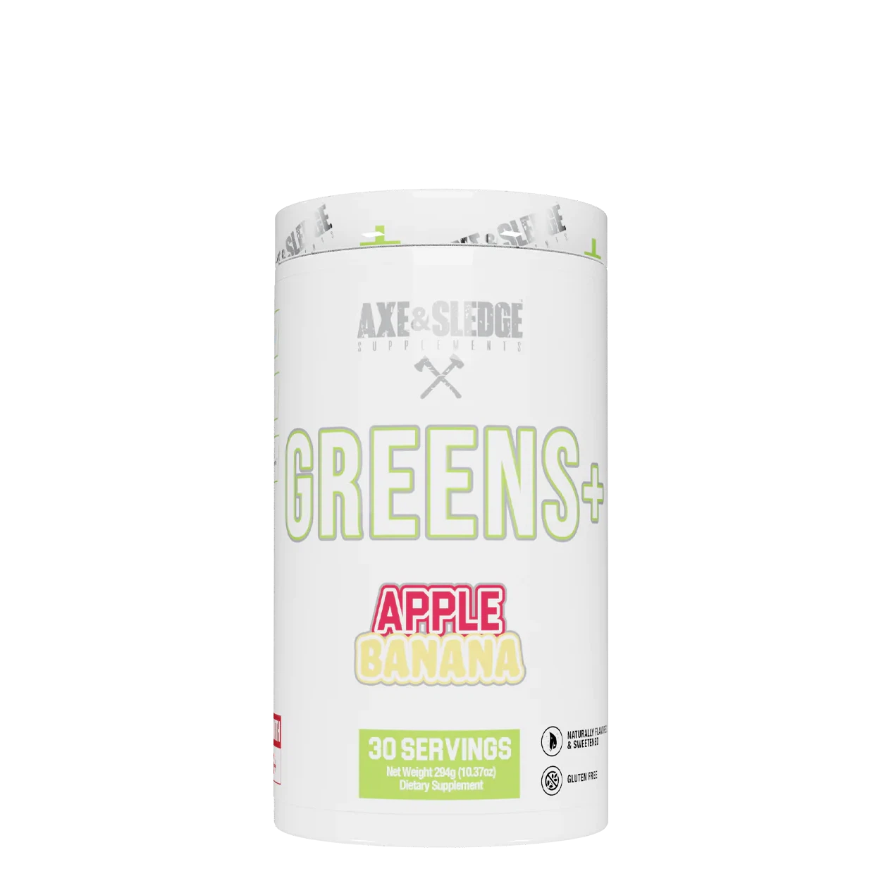 Axe & Sledge Greens+ Supergreens Powder 30 Servings -Apple Banana Flavor
