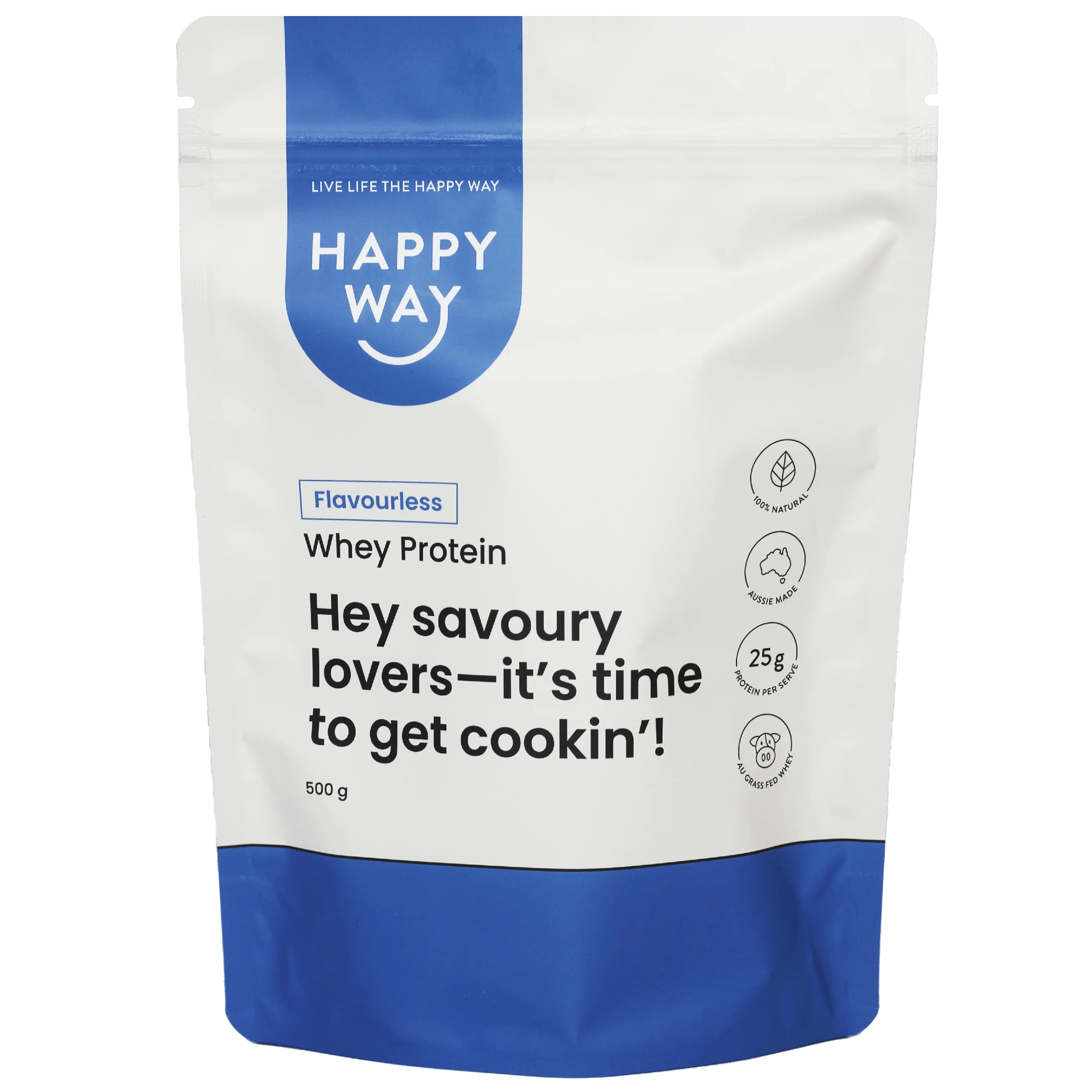 Happyway Whey Protein Powder Flavourless 500g Premium New Zealand Pasture-Fed Whey Protein, Keto Friendly Gluten Free and Non-GMO