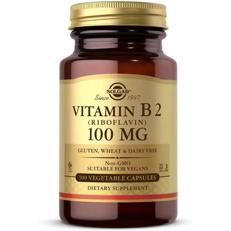 Solgar Vitamin B2 (Riboflavin) 100mg 100 Vegetable Capsules Non-GMO Ve ...