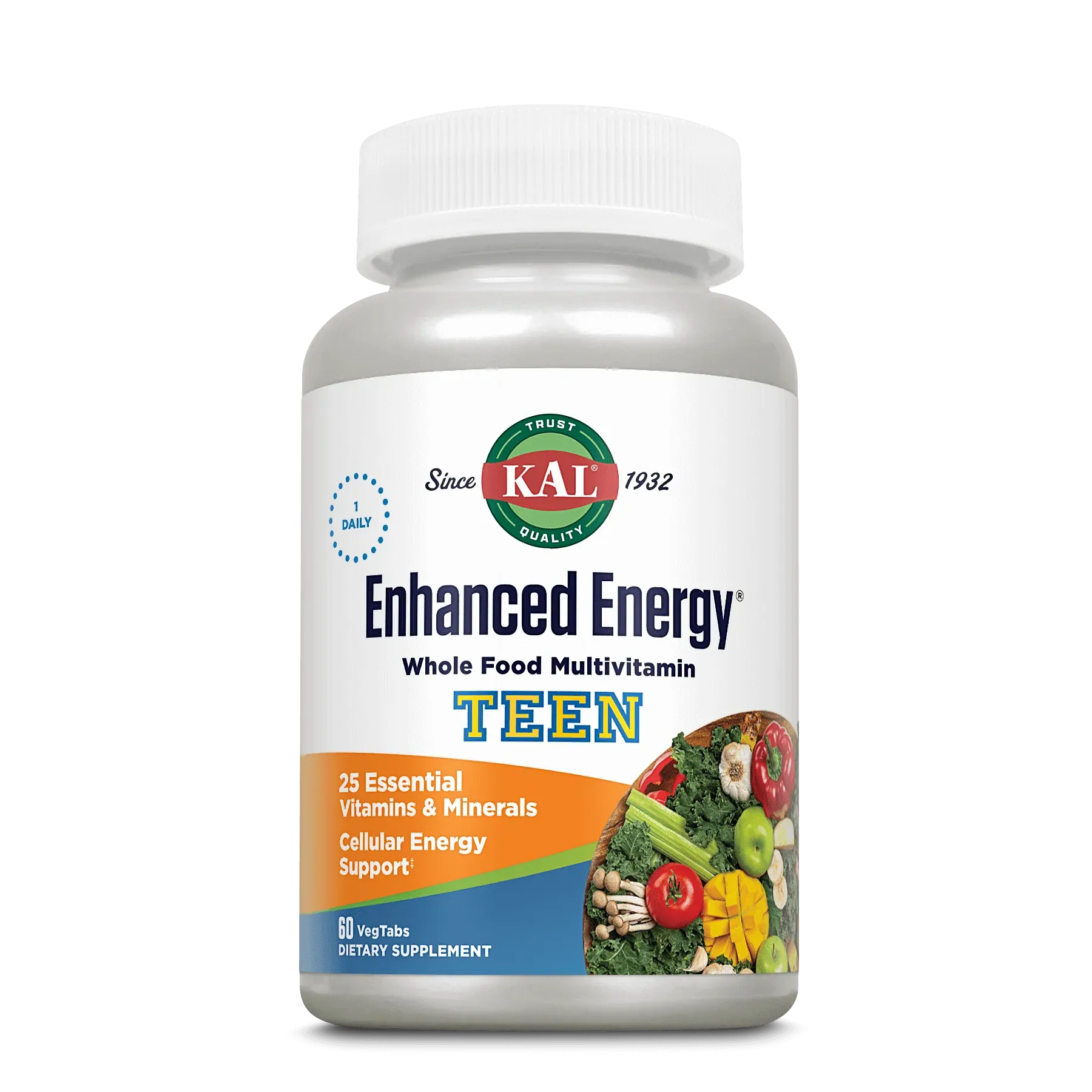 KAL Enhanced Energy Multivitamins for Teens 60 Veg Tablets