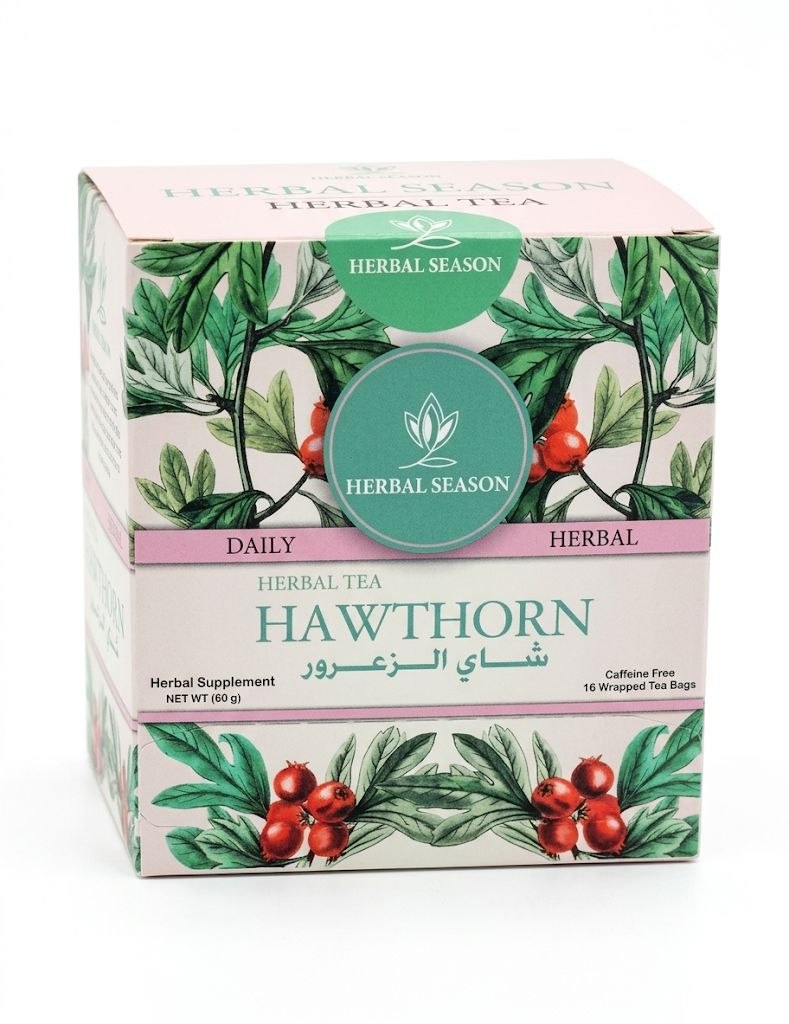 Herbal Season Daily Hawthorn Herbal Tea, Caffeine Free, 16 Tea Bags (40g)