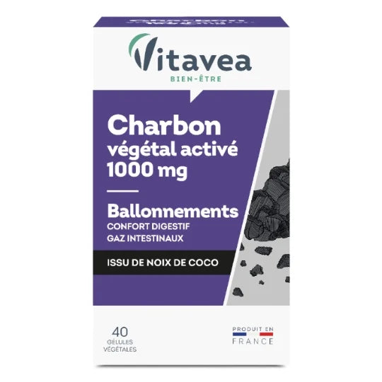 Vitavea Vegetable Activated Charcoal 1000 mg 40 Capsules
