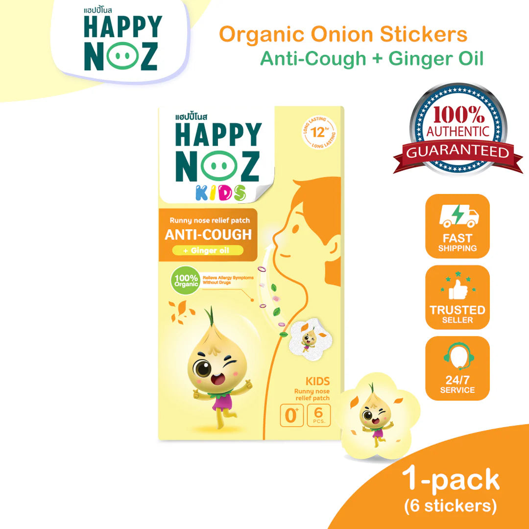 Happy Noz Onion Sticker - Yellow Formula Anti Cough With Ginger Oil 6pcs