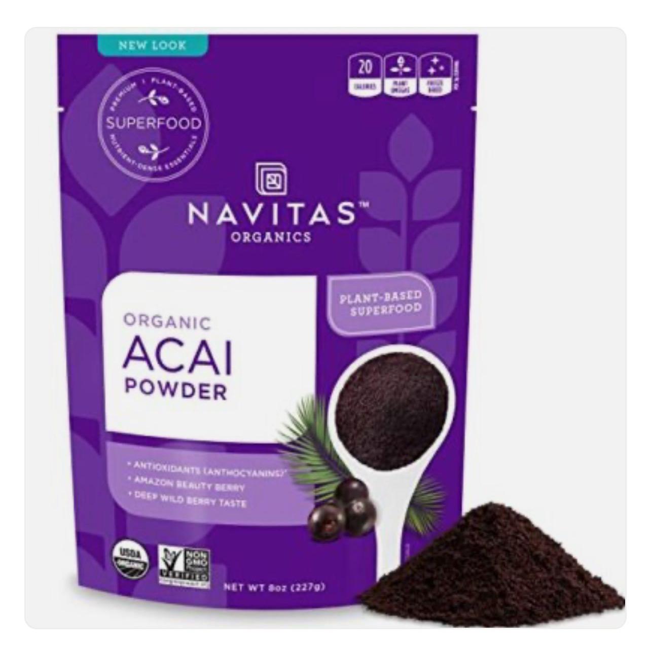 مسحوق توت الآساي العضوي من نافيتاس أورجانيكس، 227 غرام