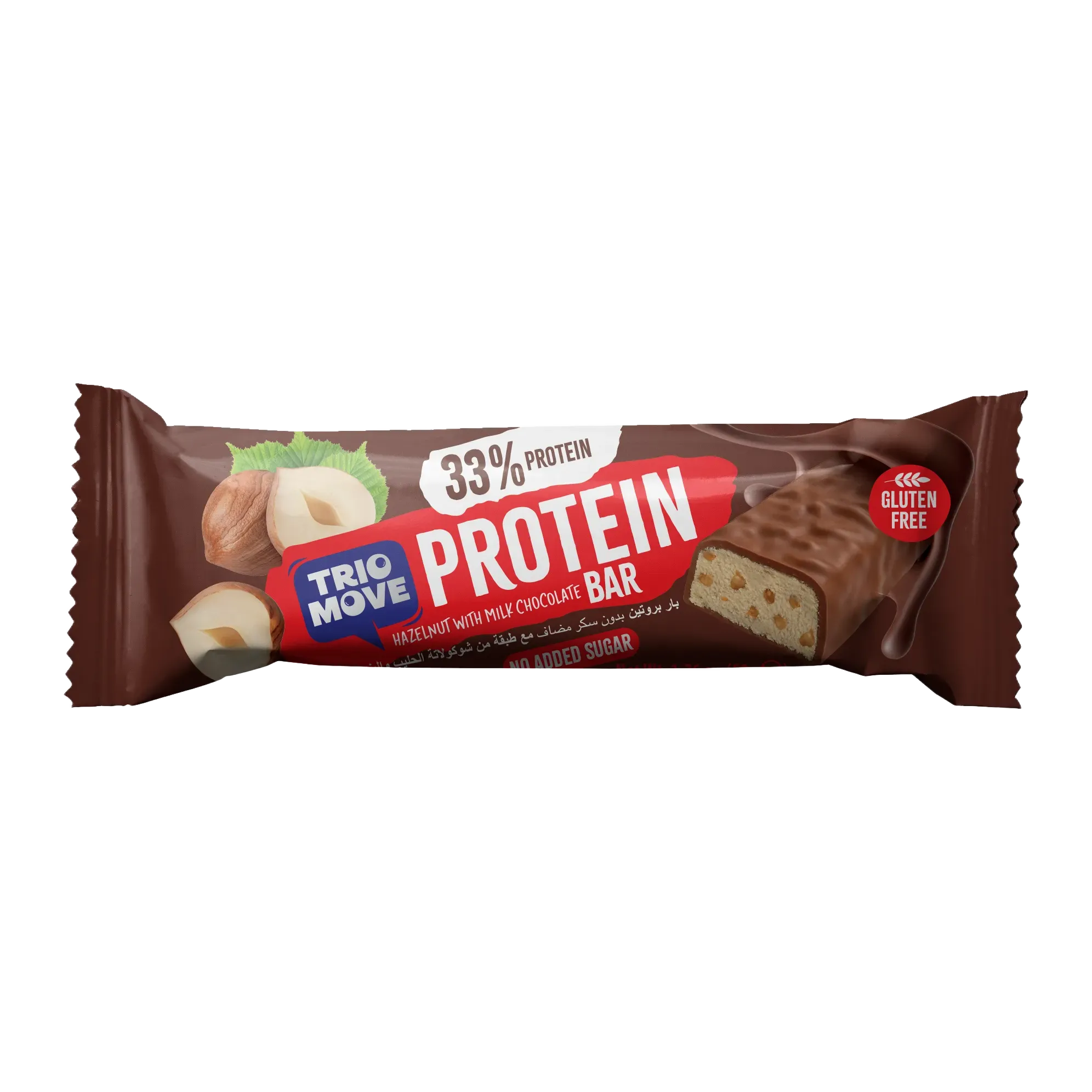 Trio Move Chocolate Coated 33% Protein Milk Chocolate and Hazelnut Bar 50 gr