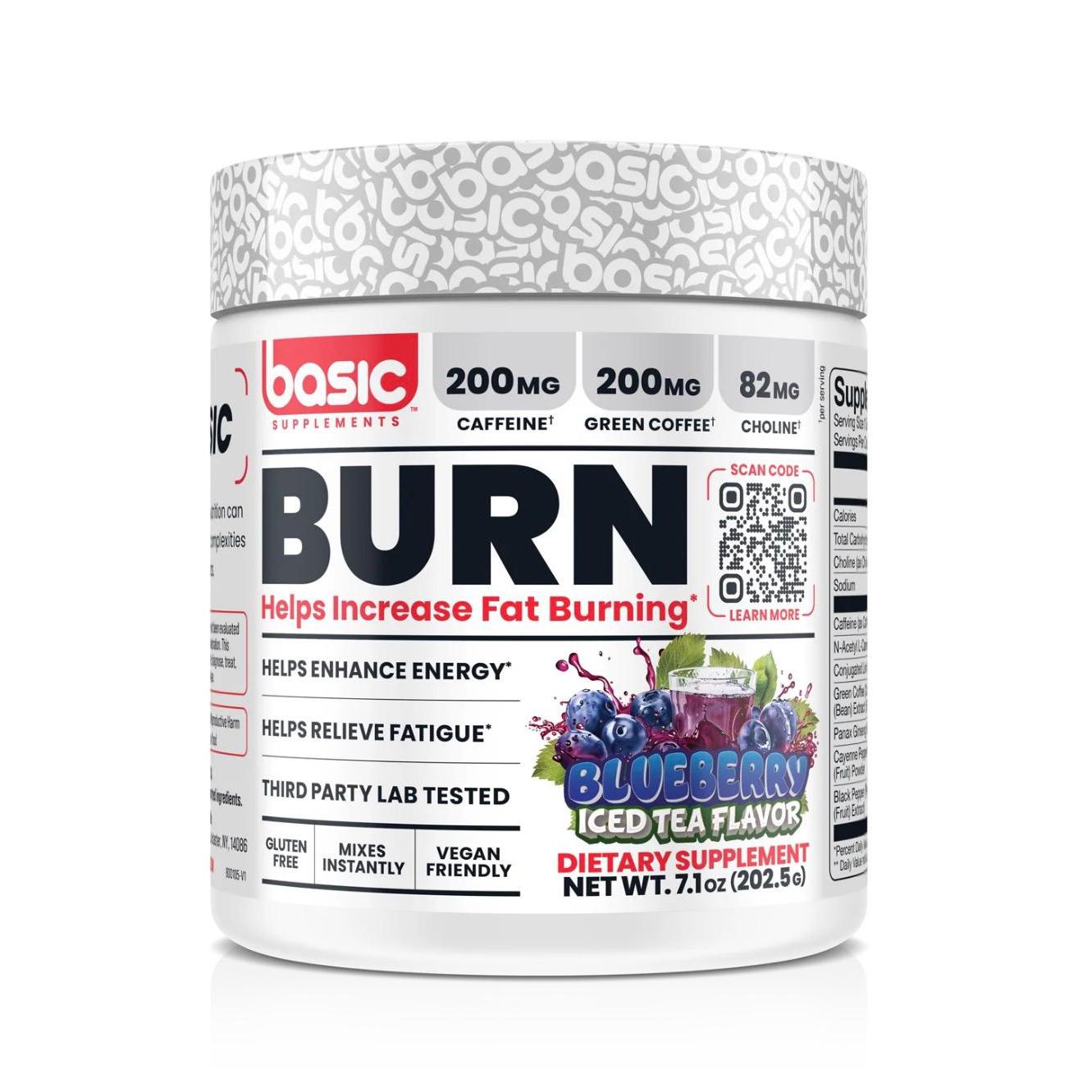 بيسك سبلمنت مكمل حرق الدهون بنكهة شاي التوت الأزرق المثلج 202.5 جم