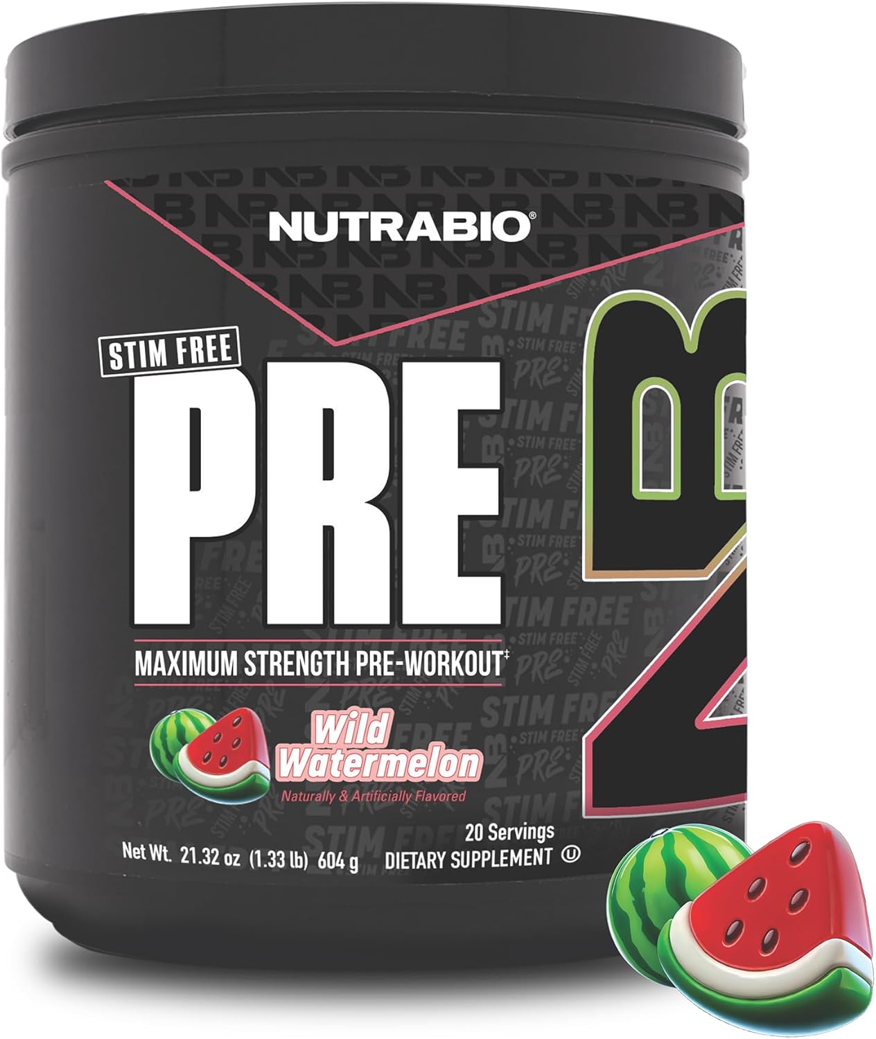NutraBio Stim Free PRE Workout - Wild Watermelon 604g