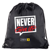 Sporter Drawstring Bag Never Give Up - Black/White/Red one size