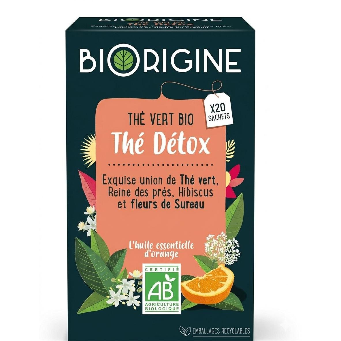 Biorigine Organic Detox Green Tea with Orange Essential Oil - 20 Tea Bags