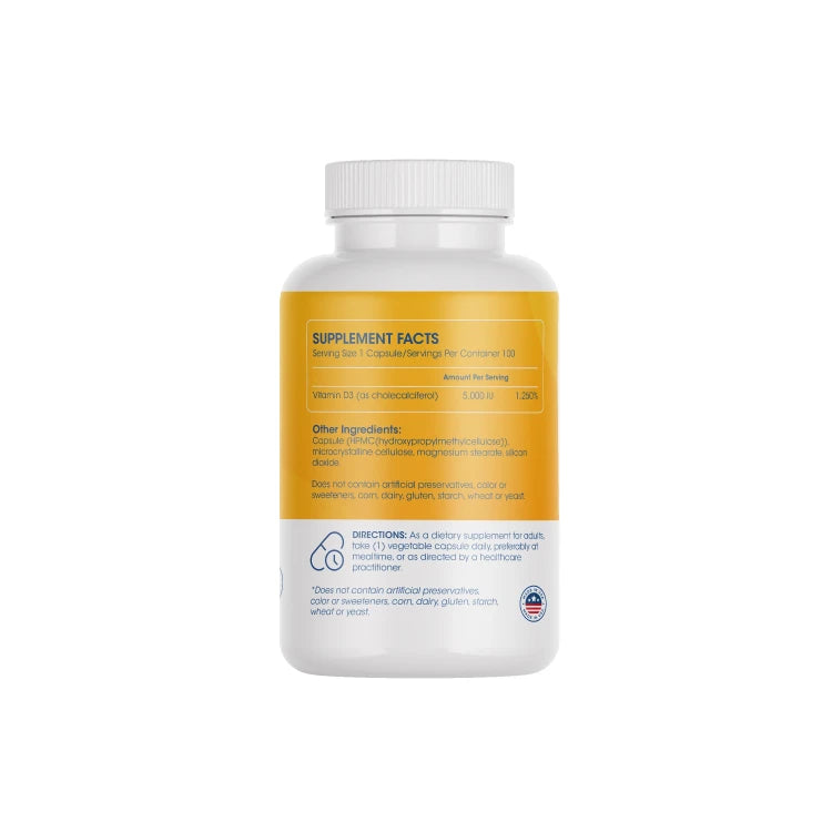 Meditech Vitamin D3 5000 IU 100 Veggie Capsules Halal