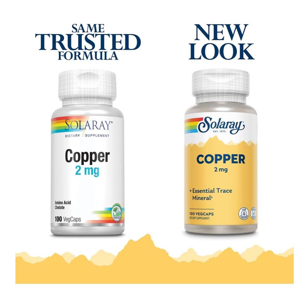 Solaray Copper 2mg 100 Vegetable Capsules