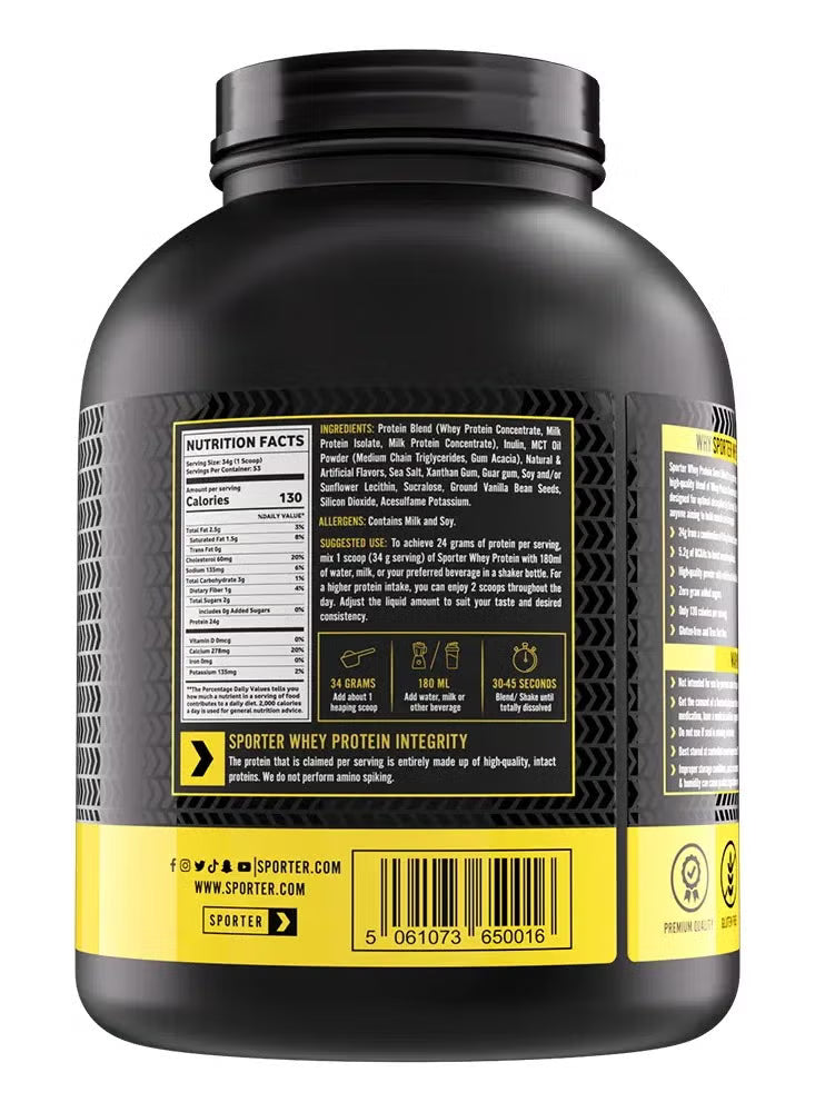 Sporter Whey Smart Blend Vanilla 24g Protein 5.2g BCAAs  1814g