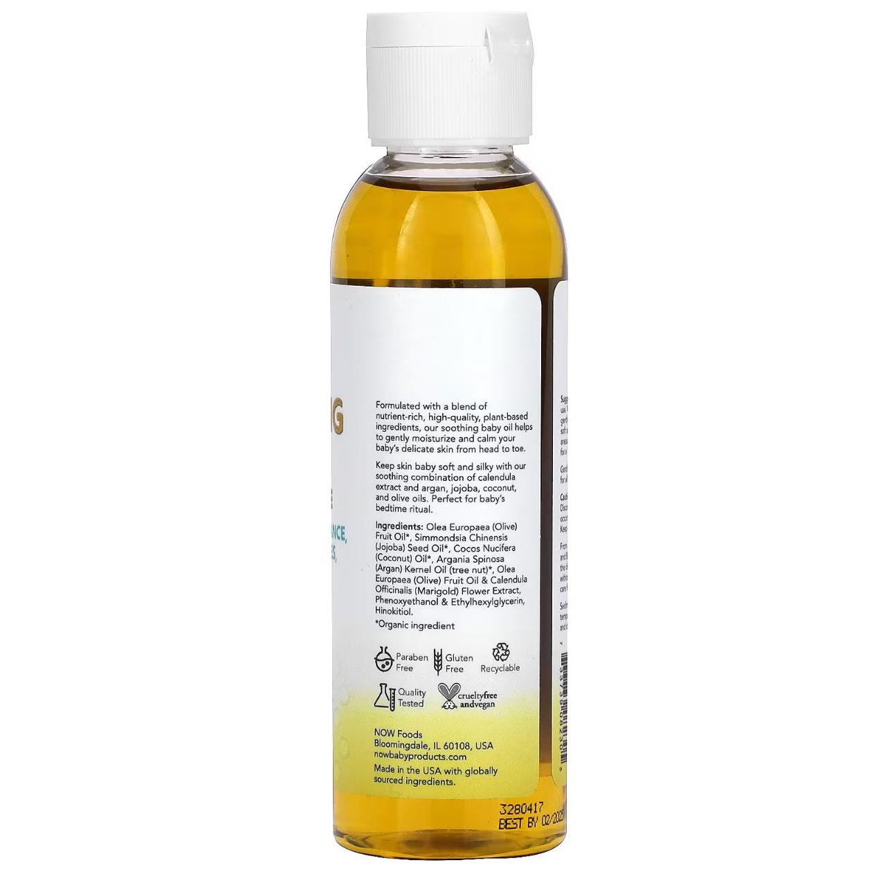 NOW Soothing Baby Oil, Fragrance Free 118ml