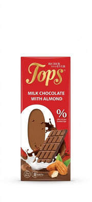 Tops 0% No Added Sugar Milk Chocolate with Almond - 50g