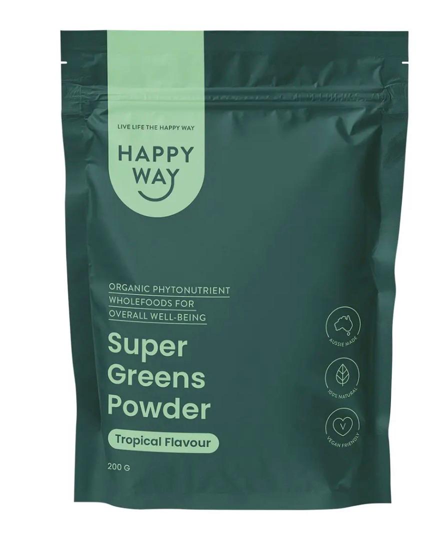 Happyway Organic Supergreens Powder Superfoods High in Chlorophyll with Probiotic and Prebiotics 200g, Keto Friendly Gluten Free and Non-GMO