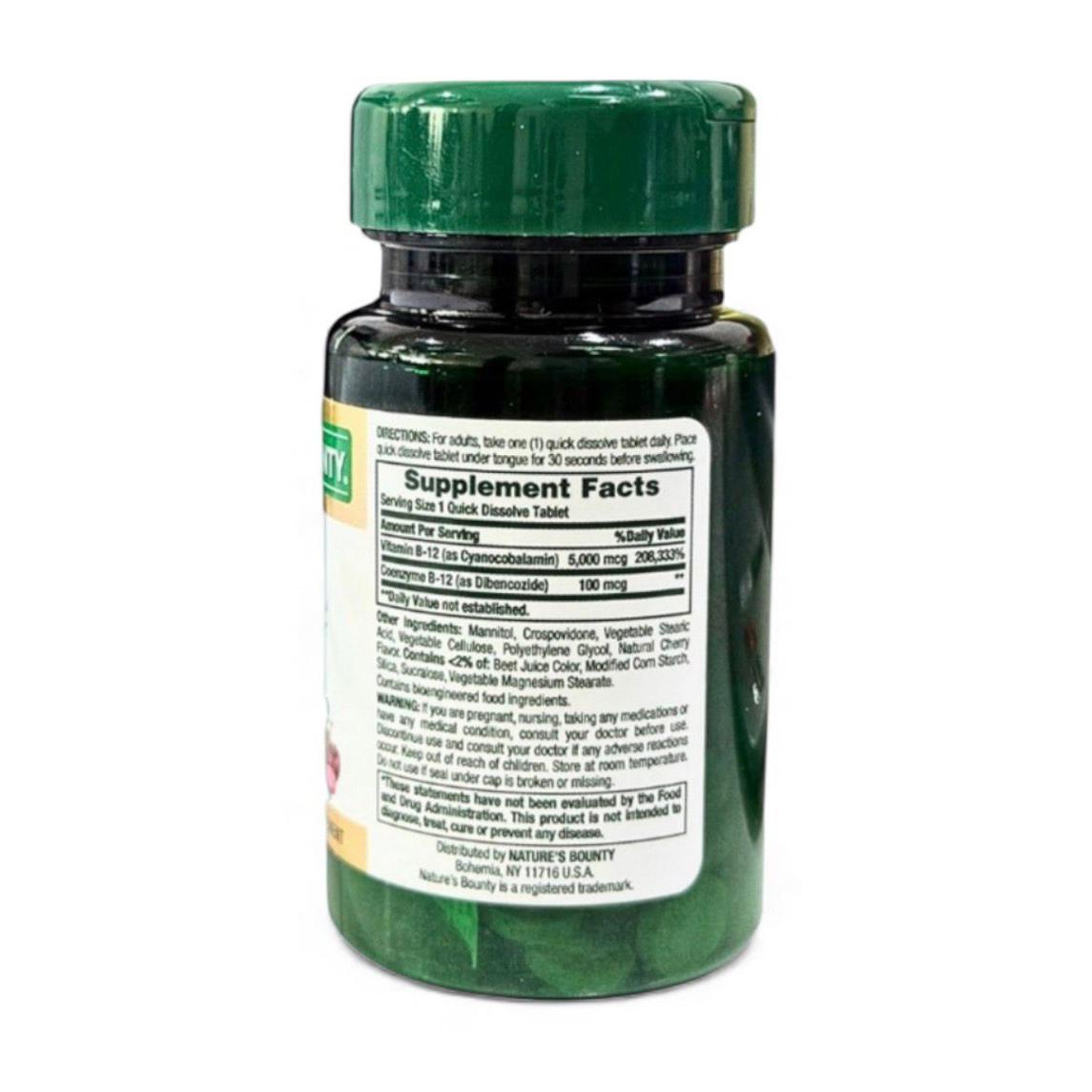 Nature's Bounty Vitamin B12, 5000 mcg, 40 Fast Dissolving Tablets