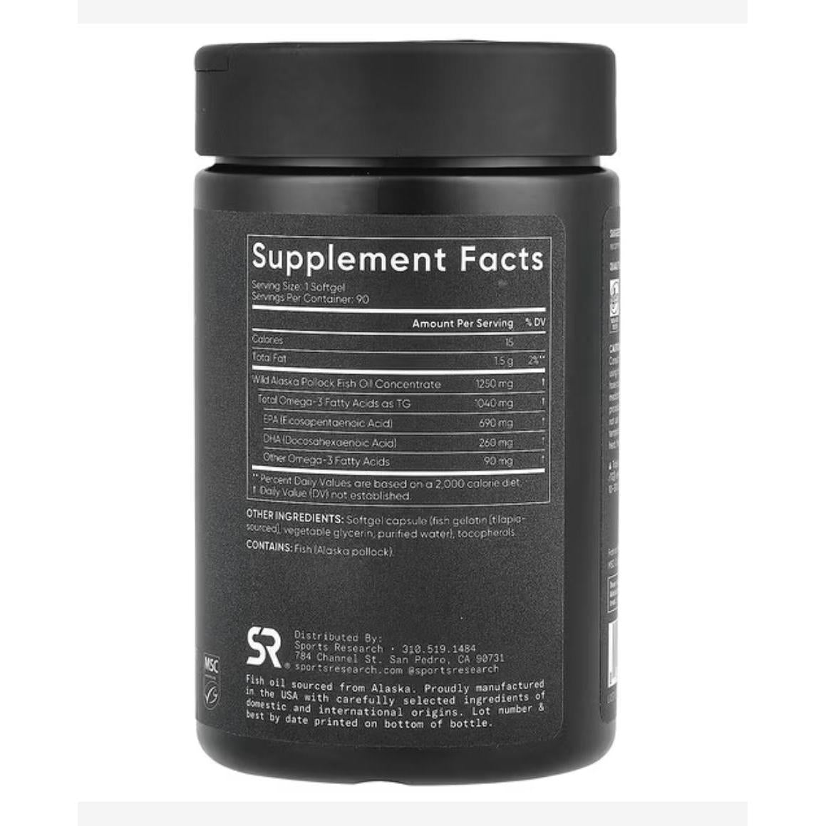 Sports Research Omega 3 Fish Oil Triple Strength 90 softgels