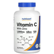 Nutricost Vitamin C with Zinc Capsules, 1000mg, 45mg Zinc, Non-GMO, Gluten Free 240 Capsules