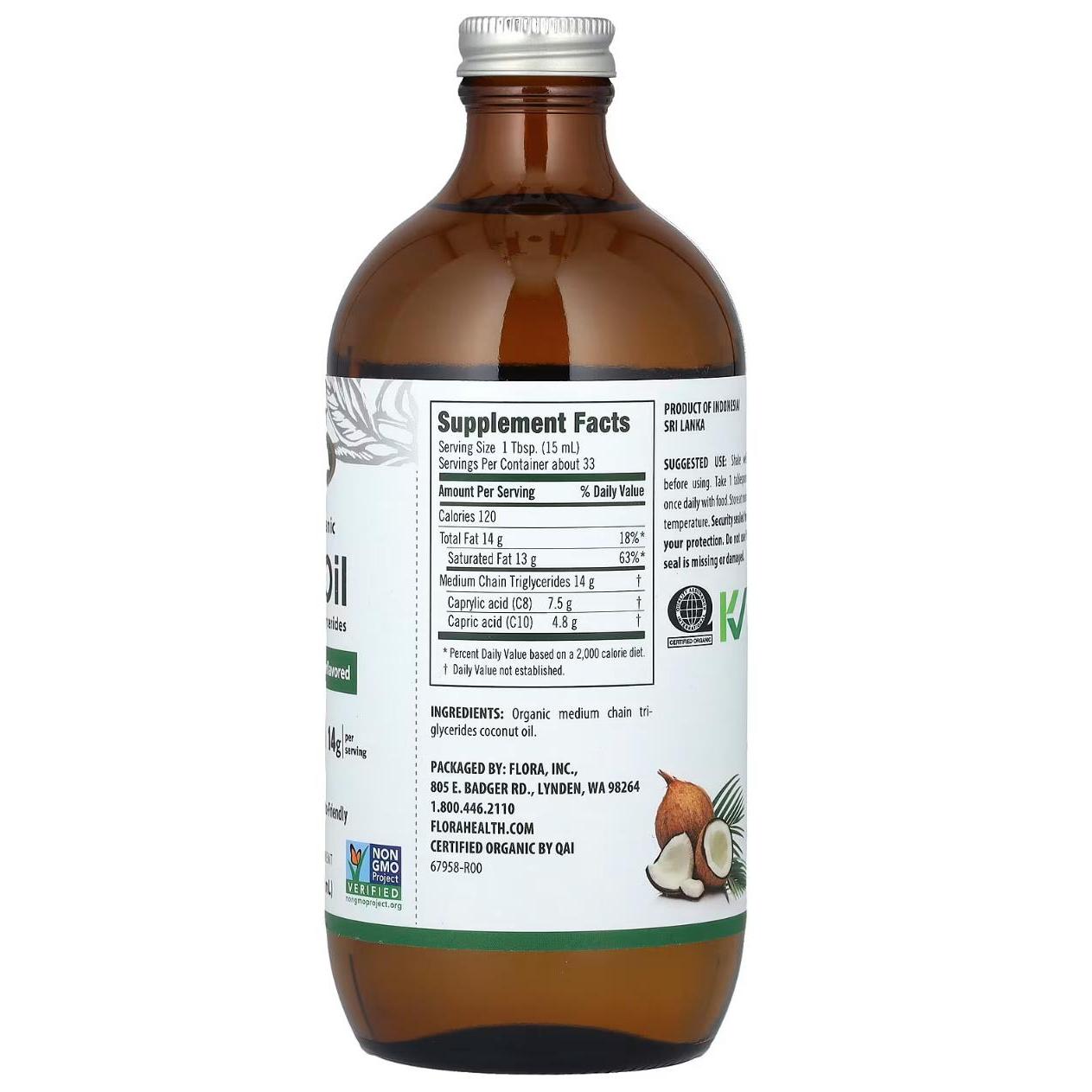 زيت MCT العضوي من فلورا، سائل ٥٠٠ مل