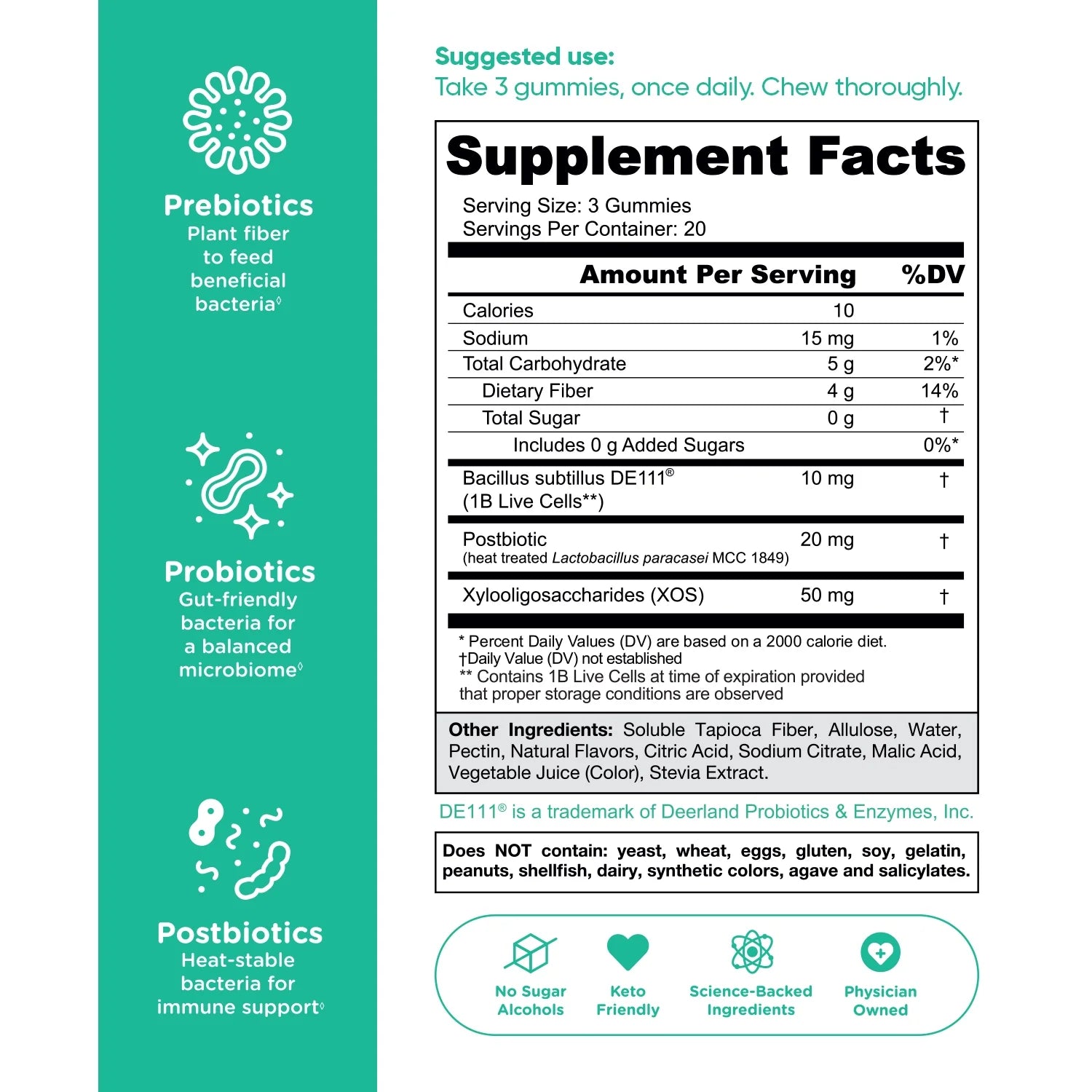 Goli Nutrition Pre Post Probiotics Zero Sugar Gummies Vegan Gluten Free Non-GMO - 60ct