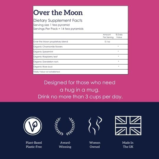 هوت تيا ماما أوفر ذا مون شاي دعم الدورة الشهرية مع جذر الهندباء 21 جرام 14 كيس نباتي قابل للتحلل