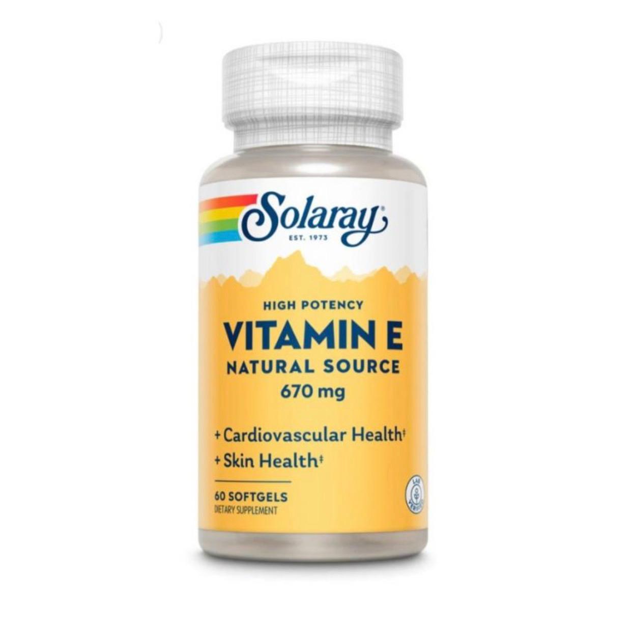 Solaray Vitamin E 1000 IU 670 mg d Alpha Tocopherol 60 Softgels