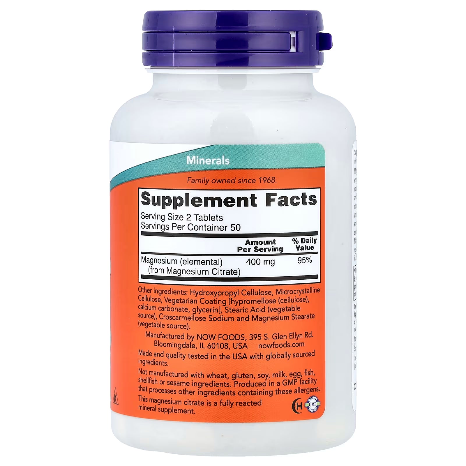 NOW Foods Magnesium Citrate 200 mg 100 Tablets