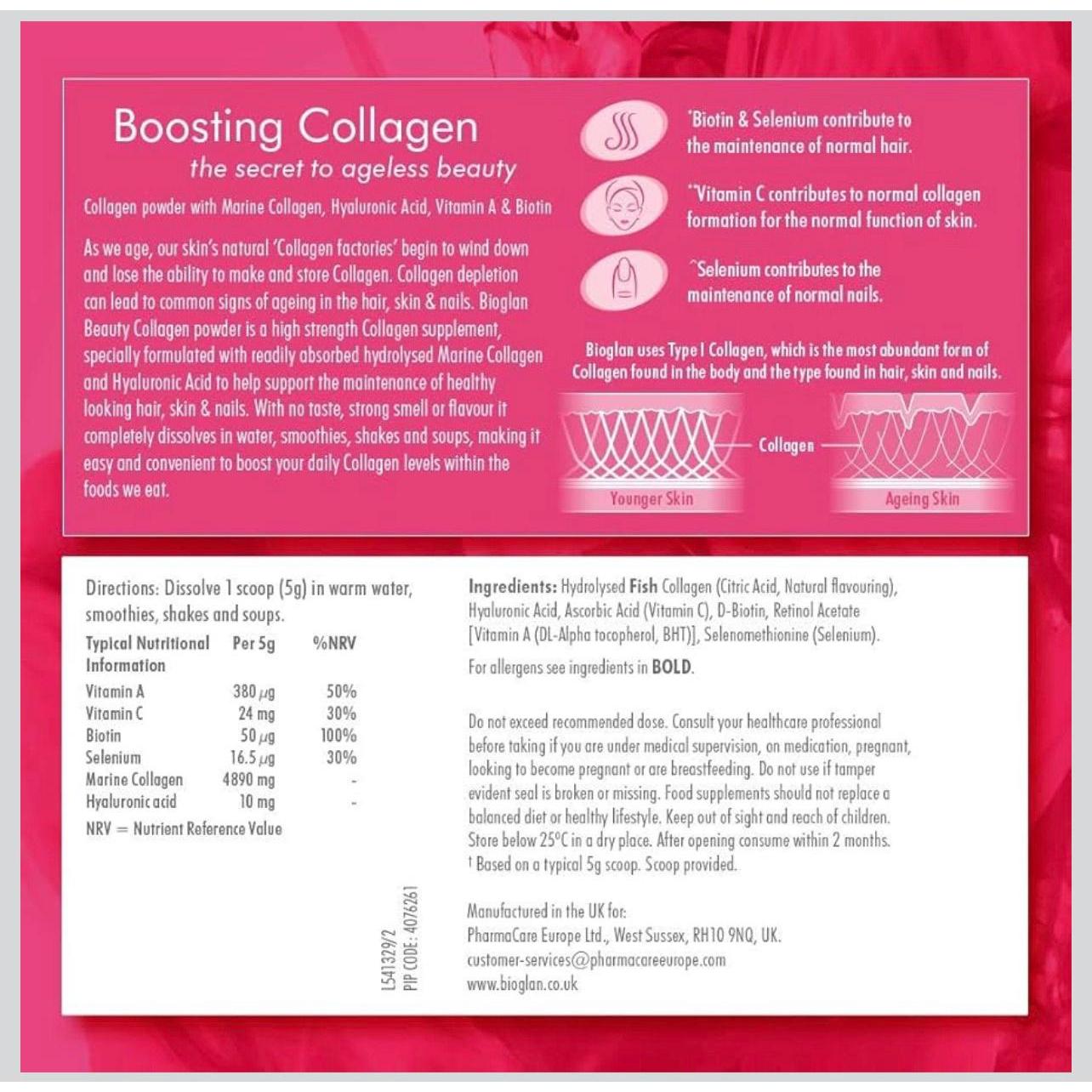 Bioglan Beauty Marine Collagen Powder 5000mg Hair, Skin & Nails 151g