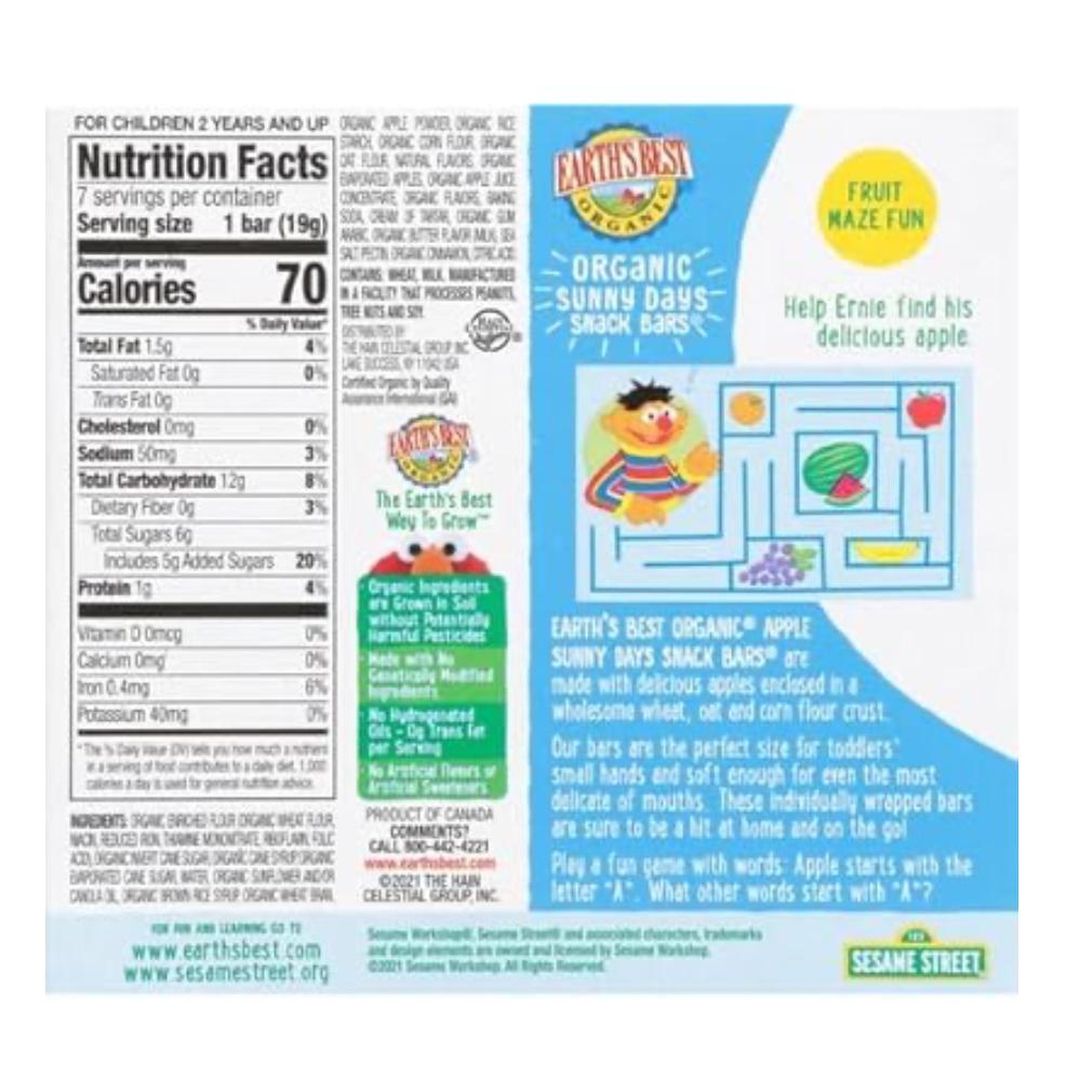 ألواح وجبات خفيفة من التفاح بنكهة شارع سمسم 7 ألواح، 19 جم