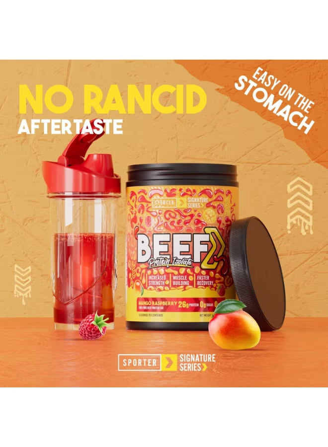 Sporter Beef Protein Isolate Raspberry Mango, Hydrolyzed Beef Protein Powder with Complete Amino Acid Profile & High Protein Content 540g