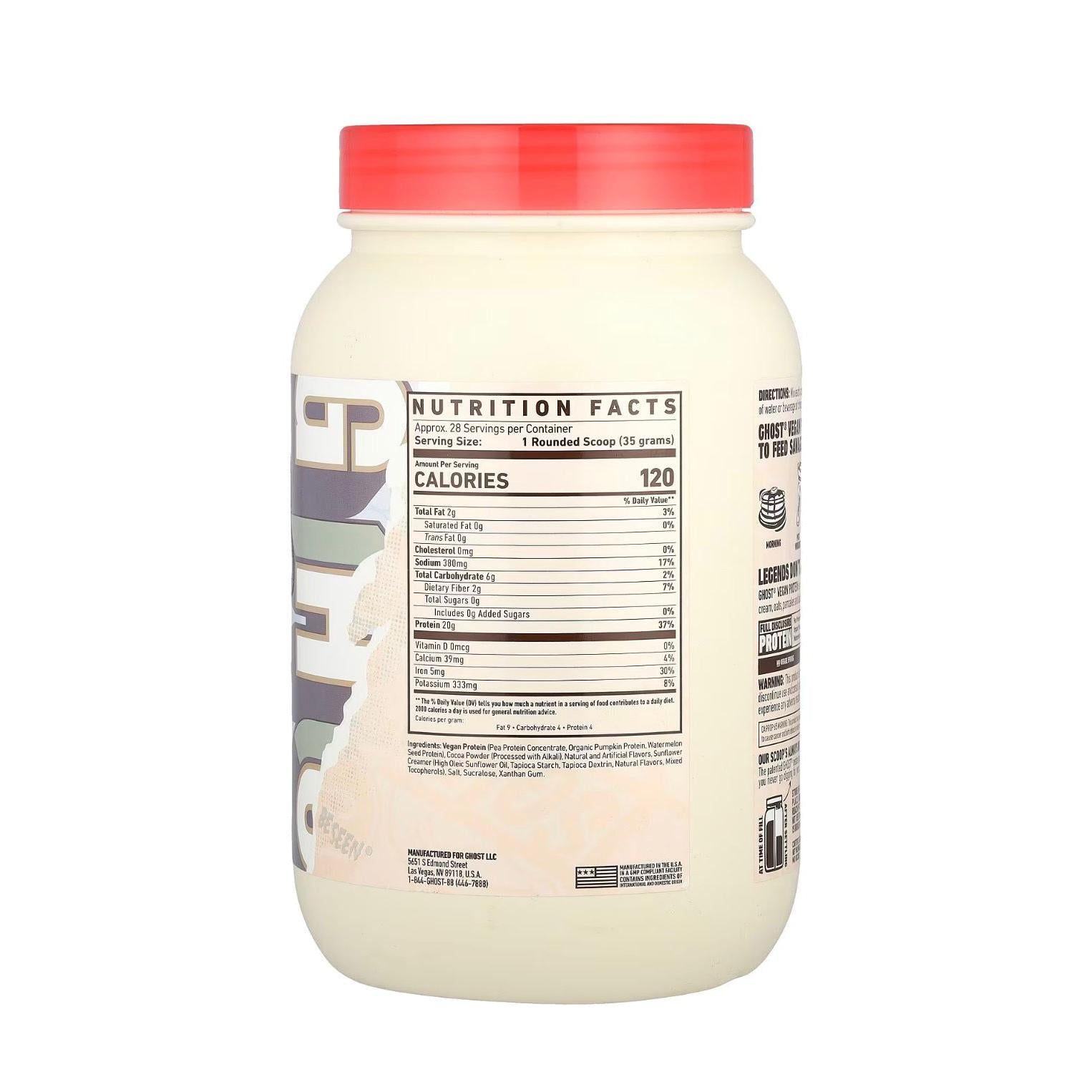 غوست مسحوق البروتين النباتي، حليب حبوب الشوكولاتة بالشوكولاتة 20 جم من البروتين النباتي القائم على البازلاء وبروتين اليقطين العضوي الخالي من الصويا والغلوتين 980 جم