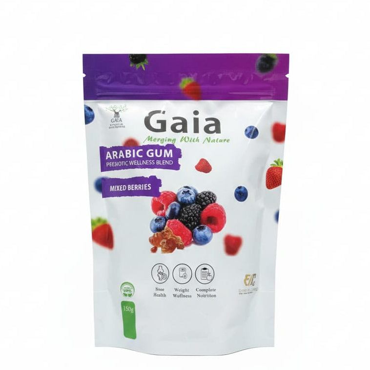 صمغ عربي من Gaia بنكهة التوت المشكّل | مزيج بريبيوتيك للصحة والعافية