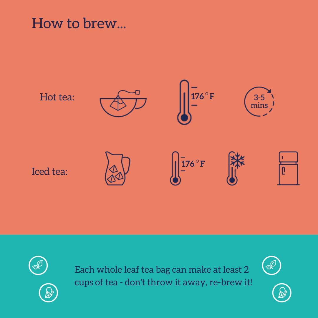 هوت تيا ماما هيد ستارت هيد ستارت شاي أبيض ومزيج أعشاب الورد كافيين بطيء الإطلاق إل-ثيانين 21 جم 14 كيس شاي قابل للتحلل