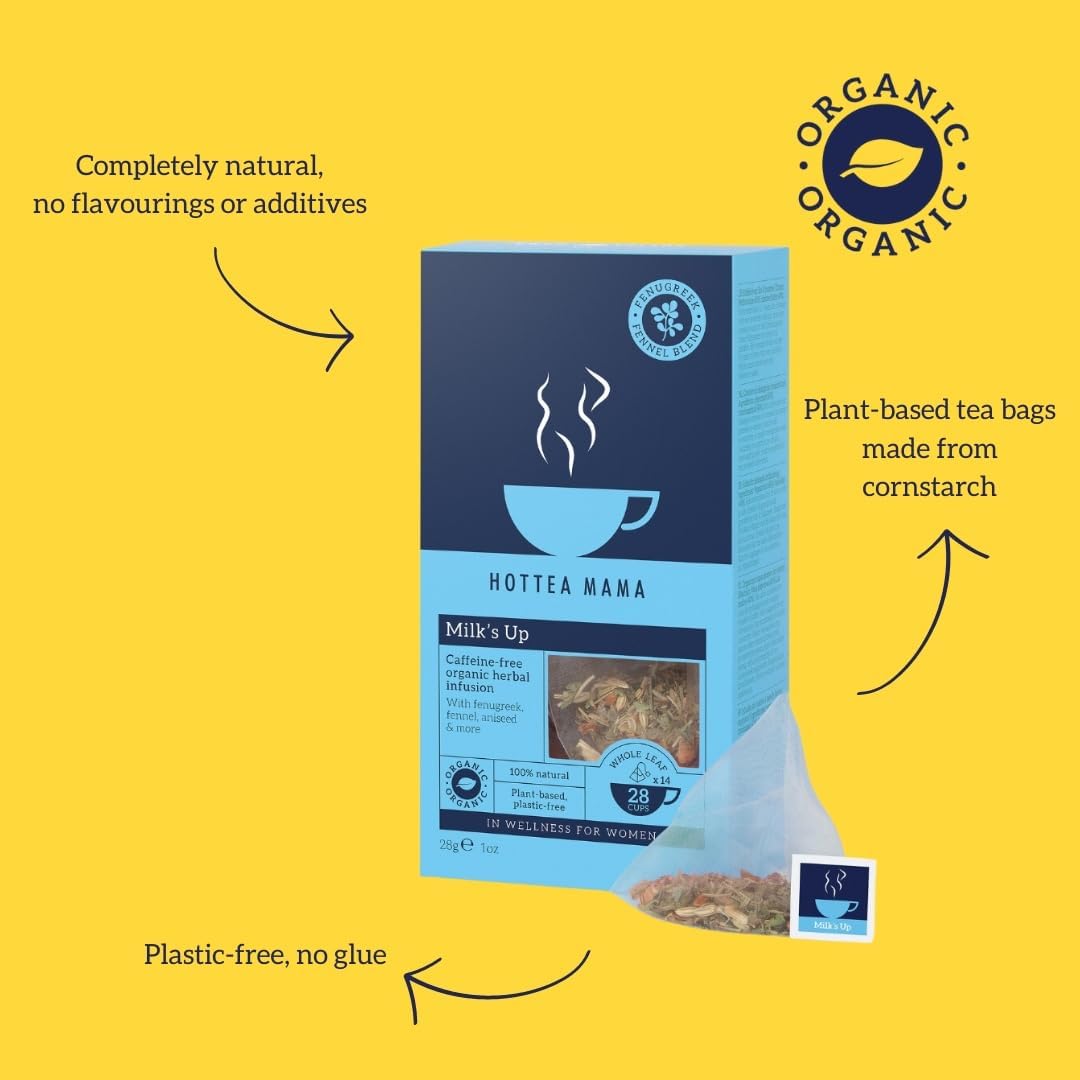 هوت تيا ماما ميلك أب شاي دعم الرضاعة الطبيعية مع الحلبة والشمر العضوي للرضاعة 28 جرام 14 كيس