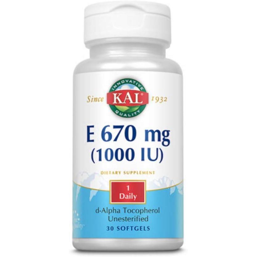 كال E-1000 د-ألفا توكوفيرول 1000 وحدة دولية 30 كبسولة هلامية