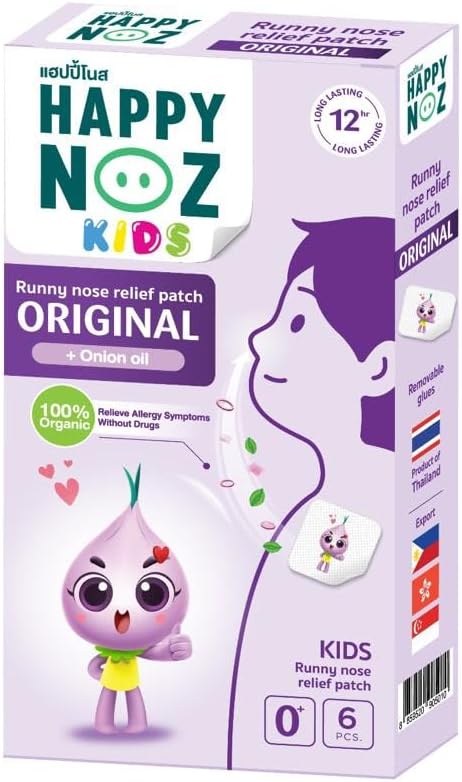 لصقات تخفيف سيلان الأنف الأصلية للأطفال من هابي نوز، بزيت البصل، 6 قطع
