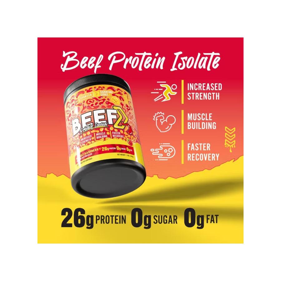 Sporter Beef Protein Isolate Raspberry Mango, Hydrolyzed Beef Protein Powder with Complete Amino Acid Profile & High Protein Content 540g