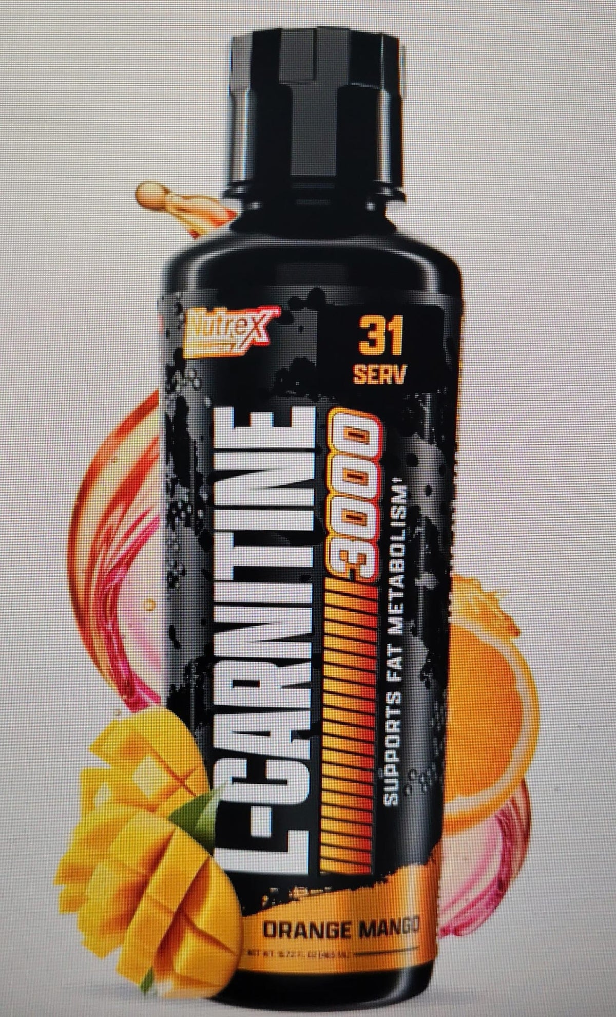 Nutrex Research L Carnitine 3000 - Clinically Dosed L-Carnitine Liquid for Energy, Metabolism & Muscle Recovery - Delicious Orange Mango Flavour - No Sugar, No Carbs, No Stimulants - 31 Servings