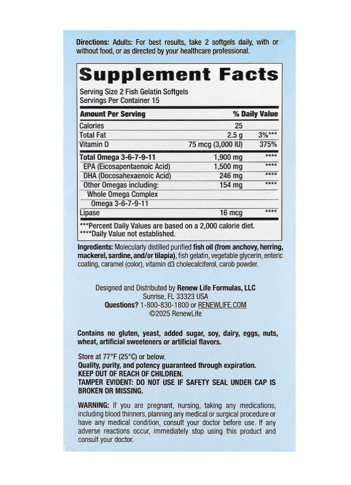 رينيولايف سوبر أوميغا 3 زيت السمك النرويجي الذهبي 30 كبسولة