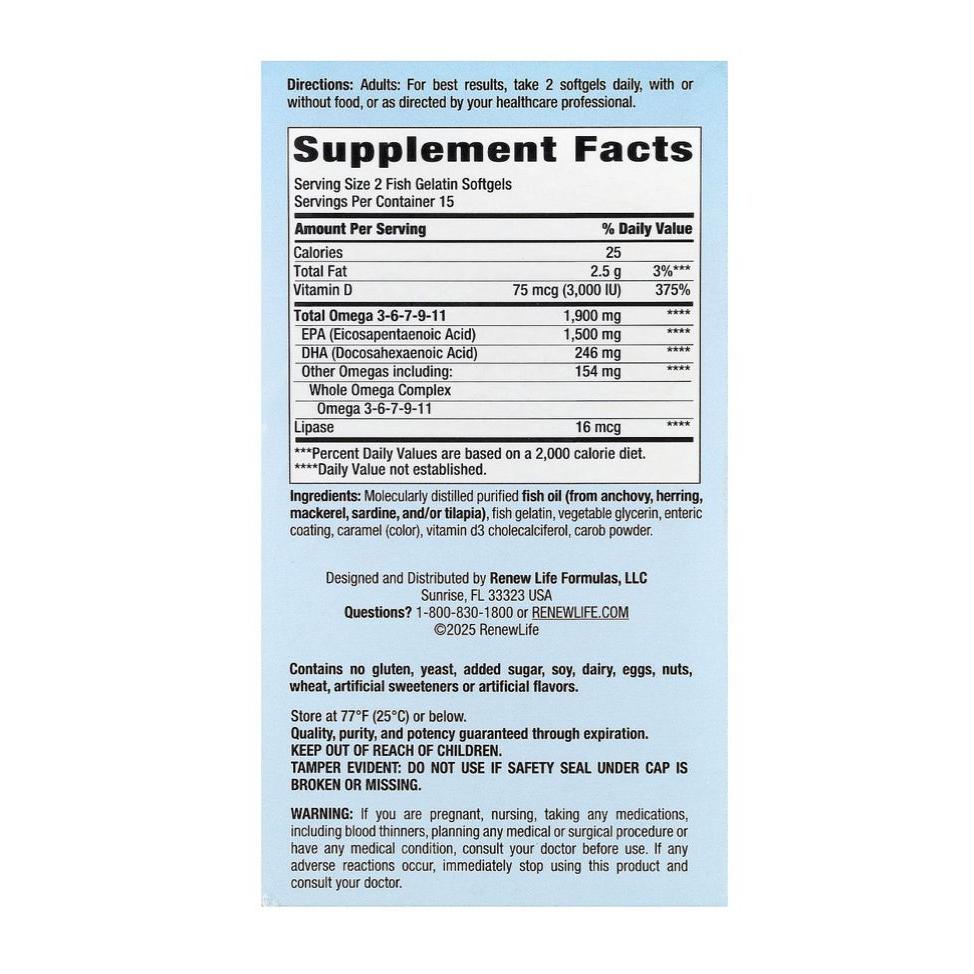 RenewLife Super Critical Omega Norwegian Gold Omega 3 Fish Oil – 30 Softgels