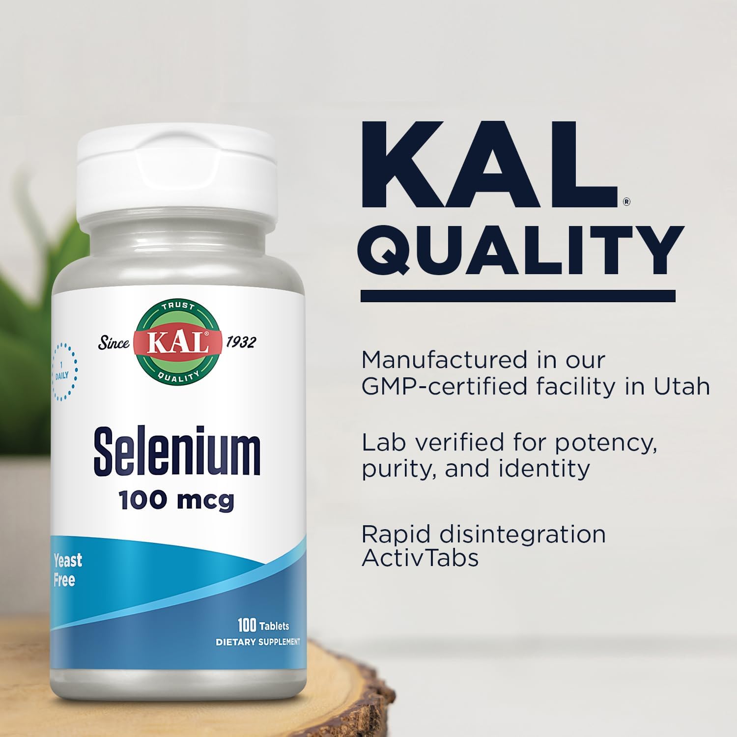 KAL 100 Mcg Selenium Yeast Free 100 Tablets