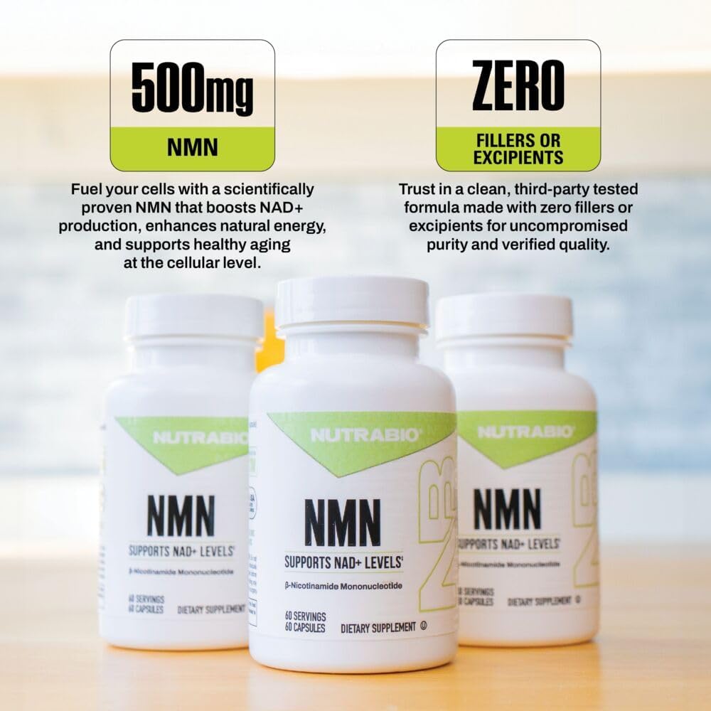 NutraBio NMN NAD Supplement, 60 Capsules
