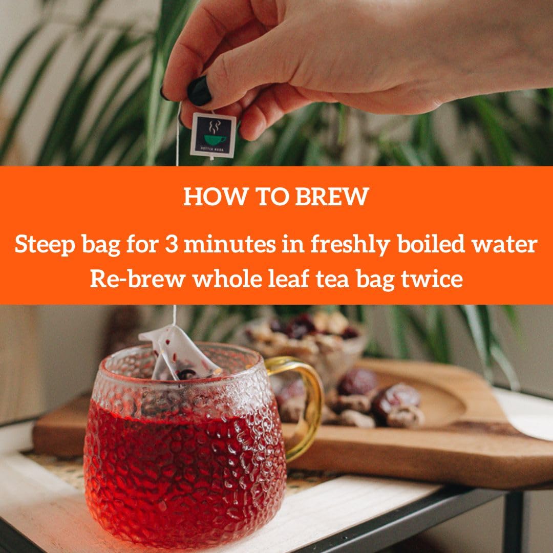 هوت تيا ماما استيقظ وتوهج مزيج فاكهة الكركديه العضوي 35 جرام 14 كيس شاي قابل للتحلل