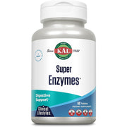 KAL Super Enzymes with Betaine HCl, Bromelain, Papain and Lactase 60 Tablets Plant-Based Vegan Non-GMO and Gluten Free