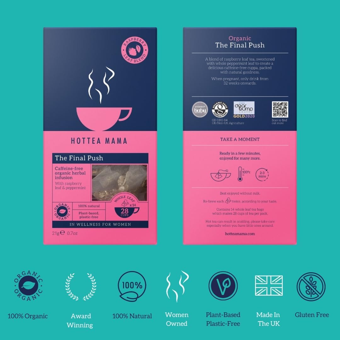 HotTea Mama The Final Push Raspberry Leaf Tea  21g 14 Biodegradable Plant Based Bags