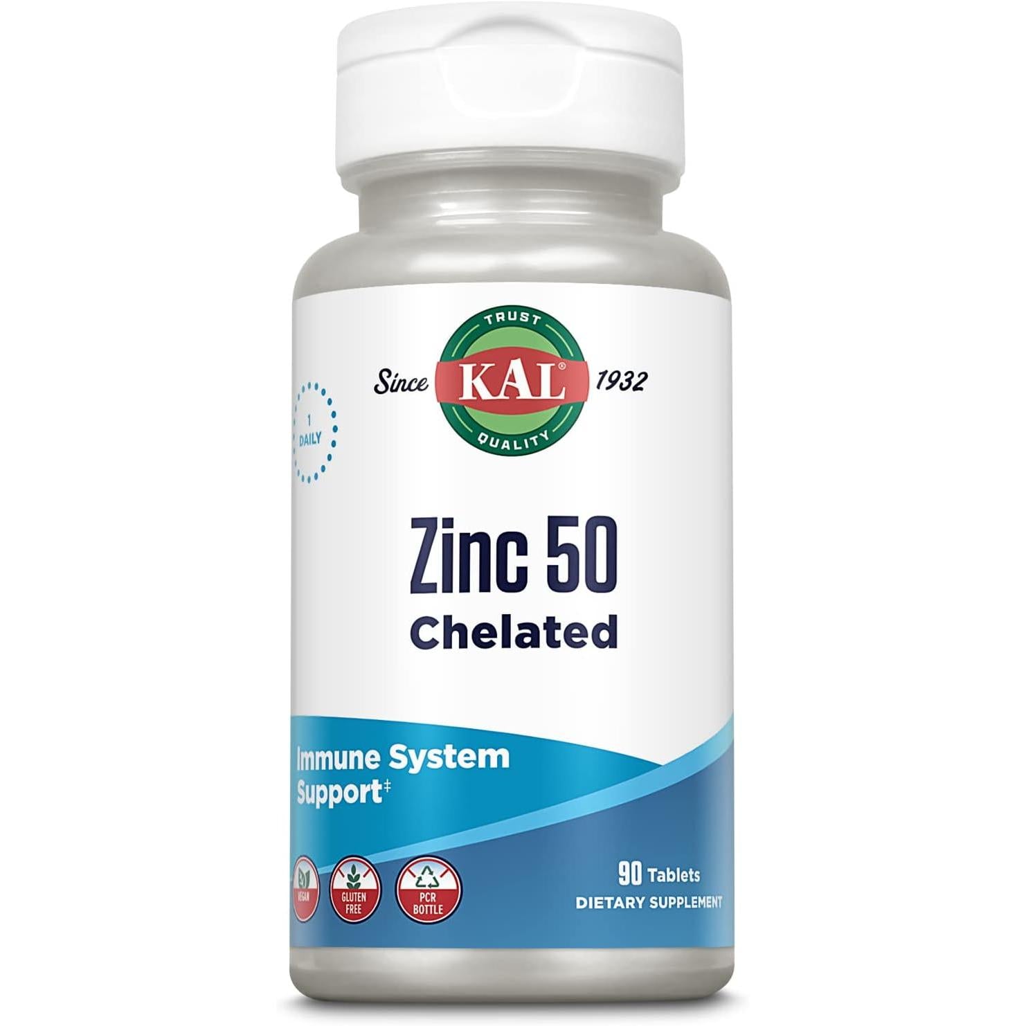 KAL Zinc 50mg Amino Acid Chelate Healthy Metabolism and Immune System Formula 90 Tablets