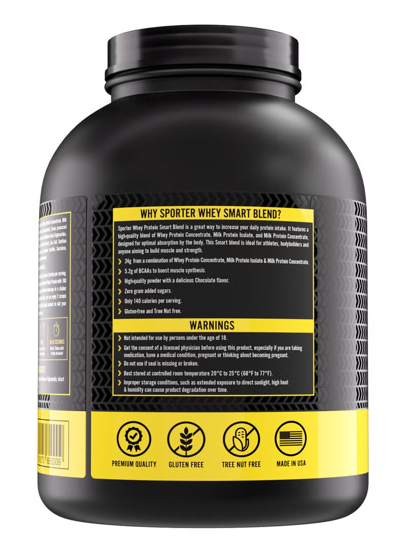 Sporter Whey Smart Blend Chocolate 24g Protein 5.2g BCAAs 1814g