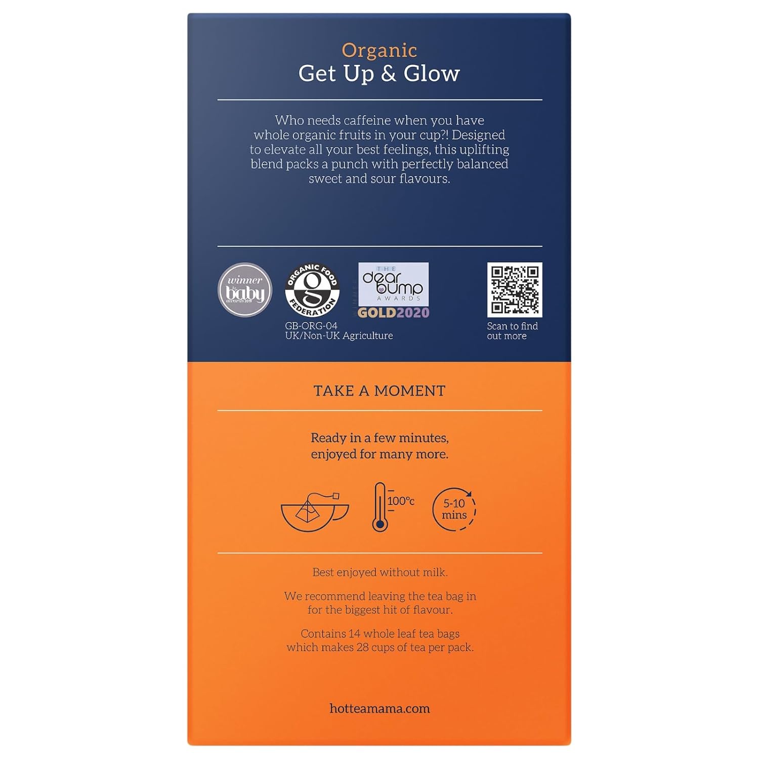 هوت تيا ماما استيقظ وتوهج مزيج فاكهة الكركديه العضوي 35 جرام 14 كيس شاي قابل للتحلل