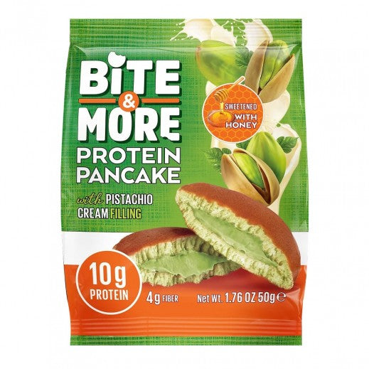 Bite & More Protein Pancake with white pistachio cream filling 10g Protein 50g